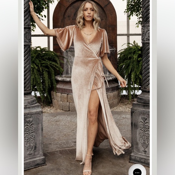 Baltic Born Dresses & Skirts - Baltic Born Meghan Velvet True Wrap Maxi Dress Formal Bridesmaid in Champagne